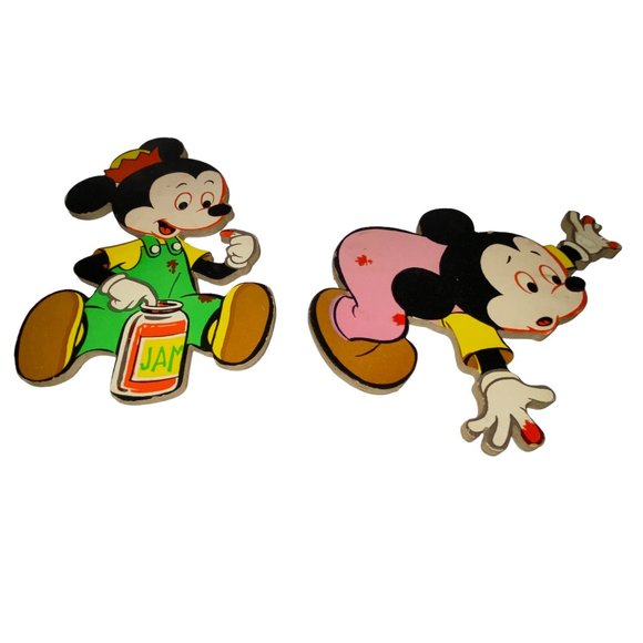 2 Vintage Disney Mickey Mouse Wall Thick Cardboard Particle Board Nursery Decor - Picture 6 of 7